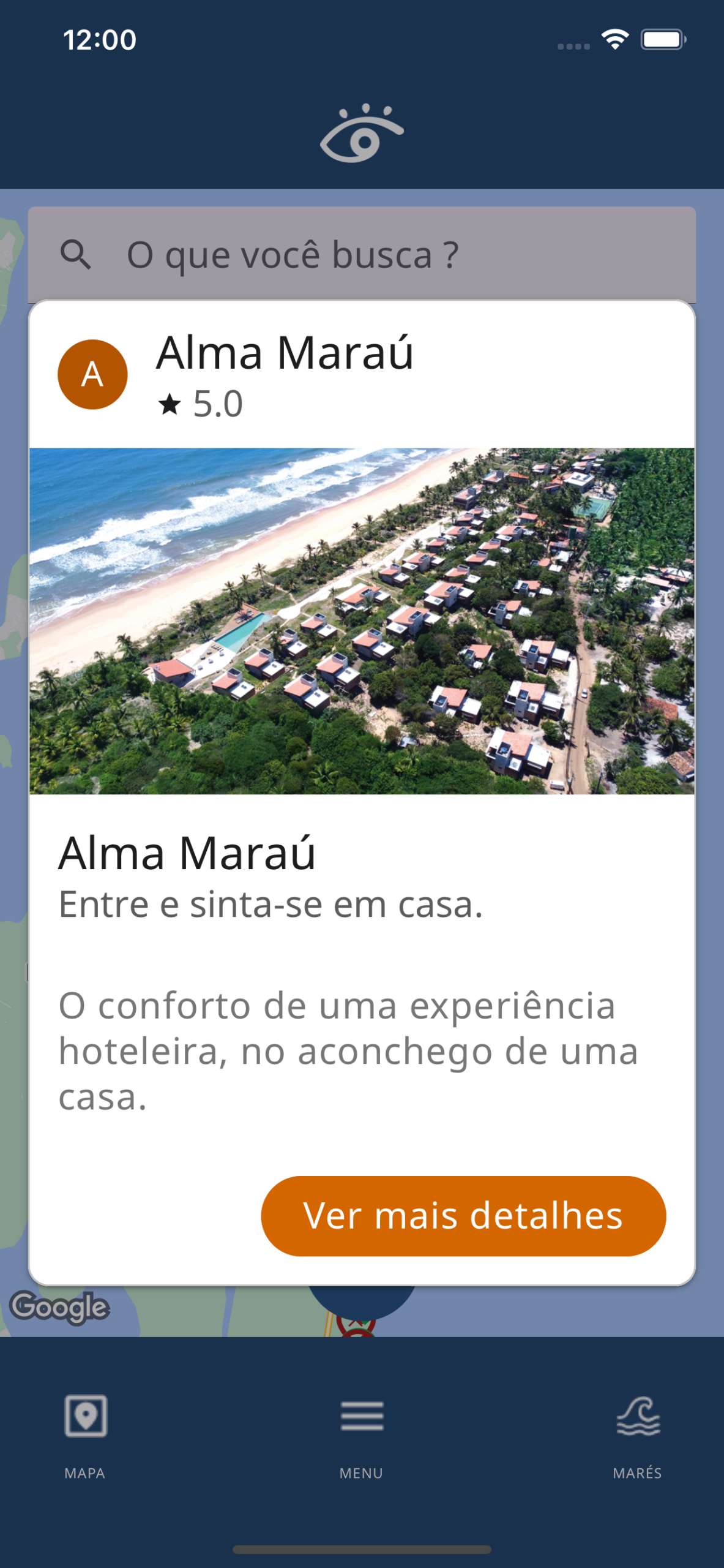 aplicativo de guia da península de Maraú